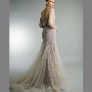 Beaded Cascading Flare Gown